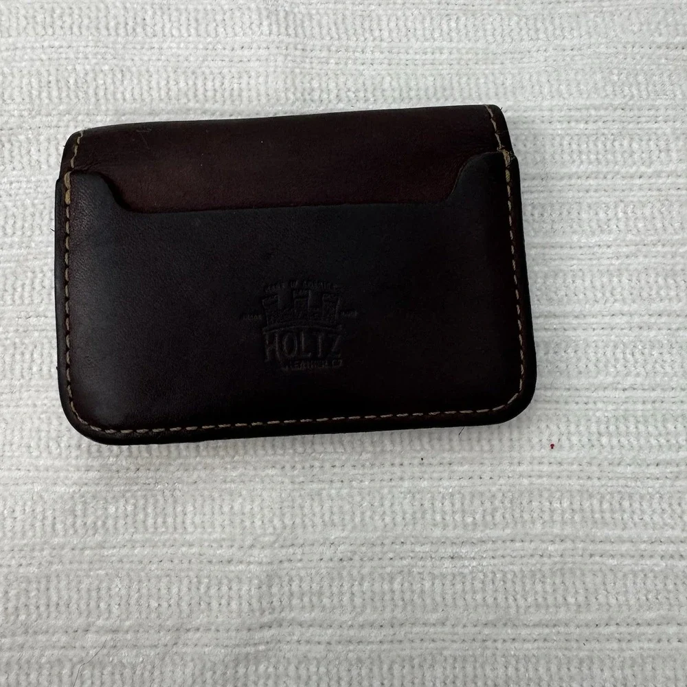 Holtz Leather Co Wallet Money Clip Brown Leather‎ Minimalist Bifold USA